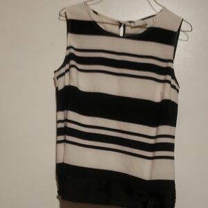 New York & Company Black and White Striped Sleeveless Top Size S